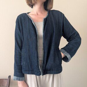 Eileen Fisher Organic Cotton Open Front Jacket Cardigan